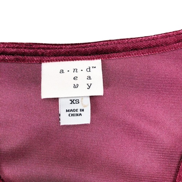 A New Day Red Velvet Twist Front‎ Long Sleeve Dress Size XS - Picture 6 of 7